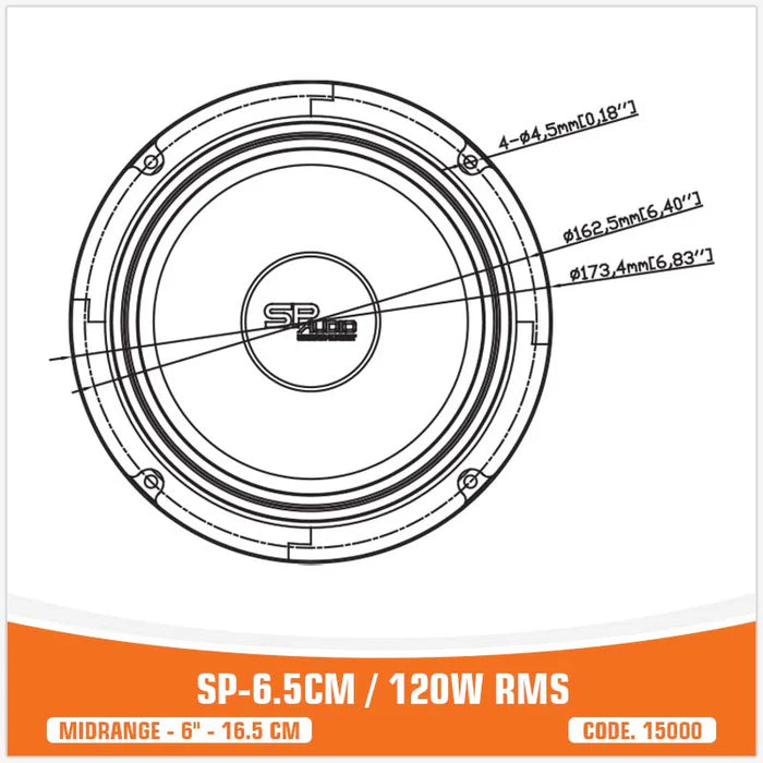 SP Audio SP-6,5 cm – Midrange 16,5 cm | 120 W RMS – Paire