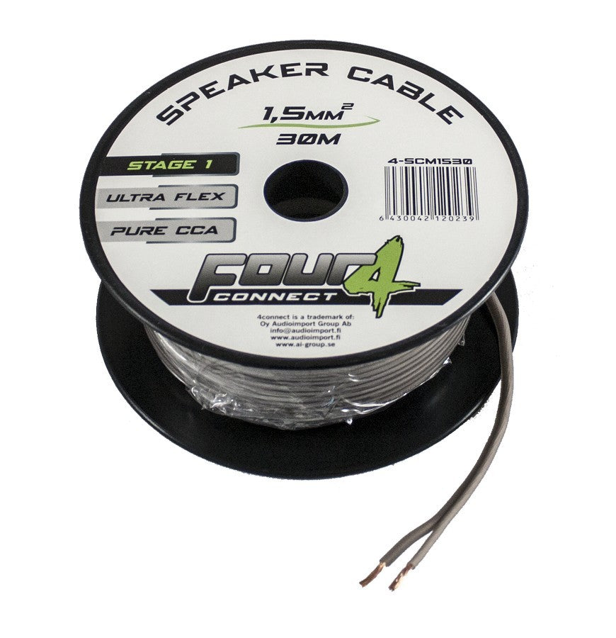 Câble haut-parleur 2x1,5mm² CCA - Mini-bobine 30m