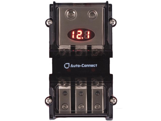 Porte-fusible avec voltmètre et espace pour 3 mini-fusibles ANL