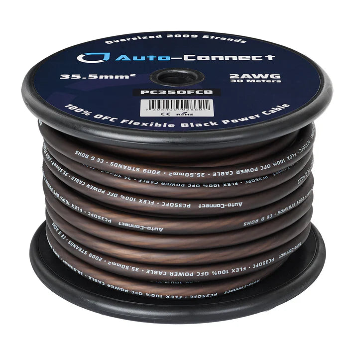 Bobine câble d'alimentation OFC pur 35,5 mm², noir 30 mètres - Sound Auto Concept