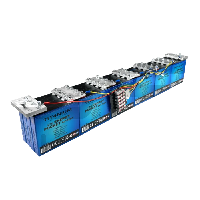 Batterie LTO Prismatique 14,4V 80Ah 24 Cellules Flat avec BMS et Bus Bar 69x9x11 cm
