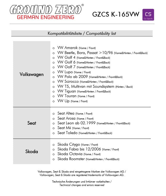 GZCS K-165VW - Sound Auto Concept