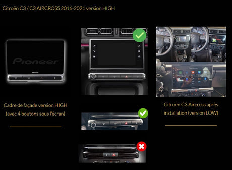 Pack autoradio Carplay Pionner 9" pour Citroën C3/ C3 AIRCROSS 2016-2021 version HIGH - Sound Auto Concept