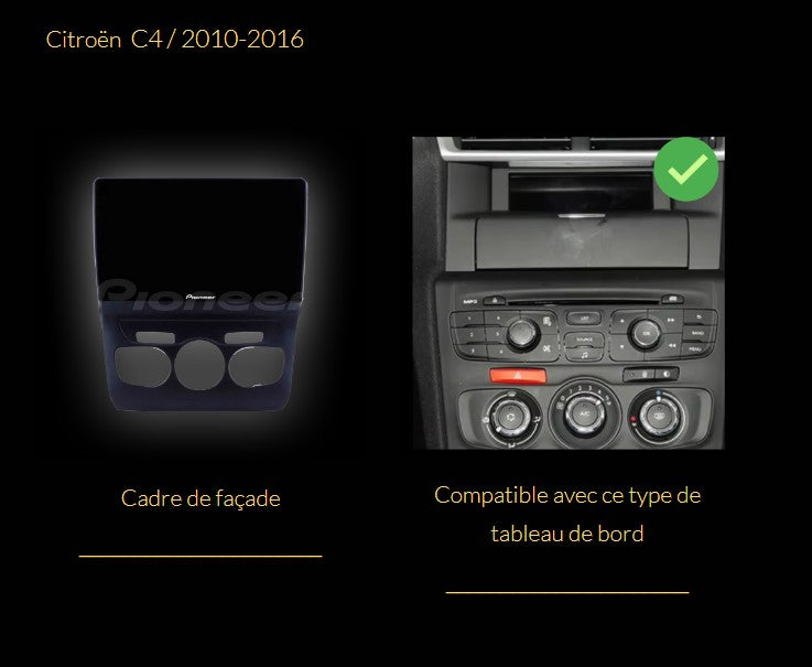 Pack autoradio Carplay Pionner 9" pour Citroën C4 2010-2016 - Sound Auto Concept