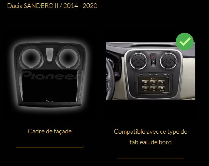 Pack autoradio Carplay Pionner 9" pour Dacia SANDERO 2014-2020 - Sound Auto Concept