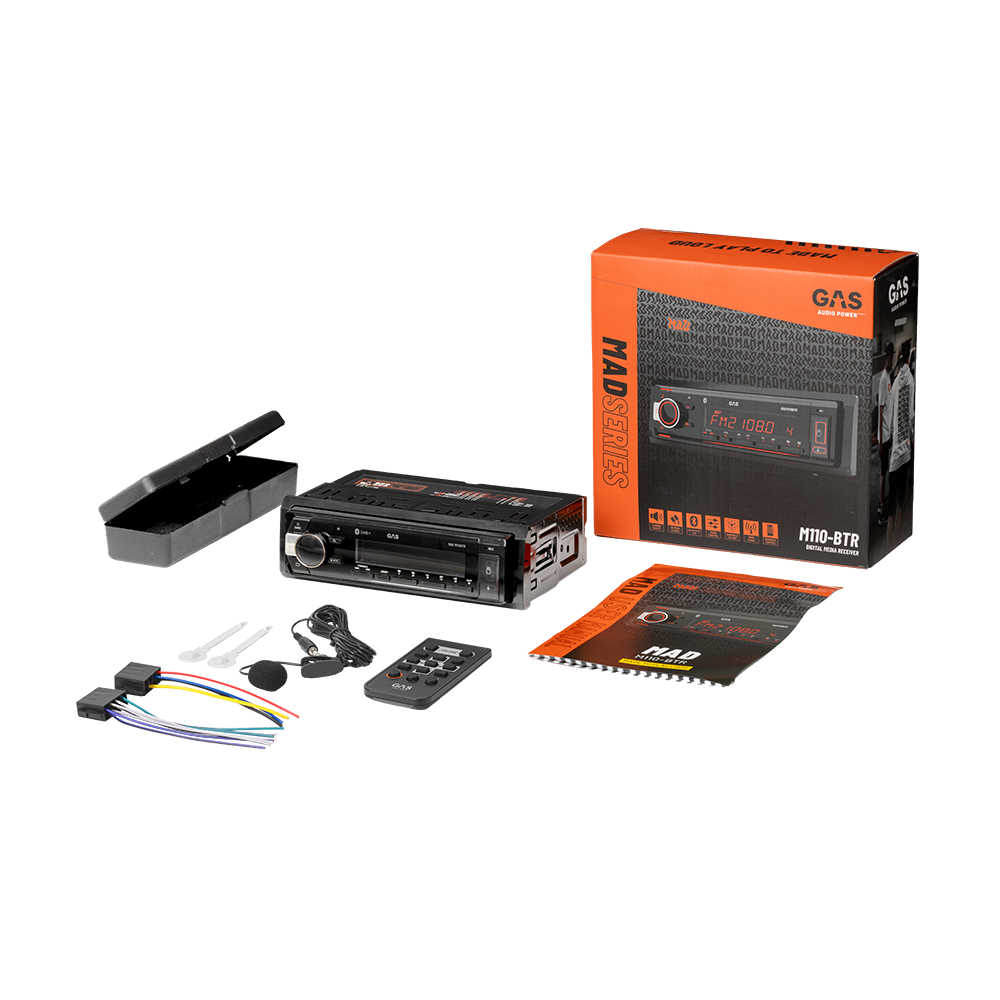 GAS Audio MAD M110-BTR – Autoradio 1-DIN Bluetooth, USB, AUX, RDS (4×50W)