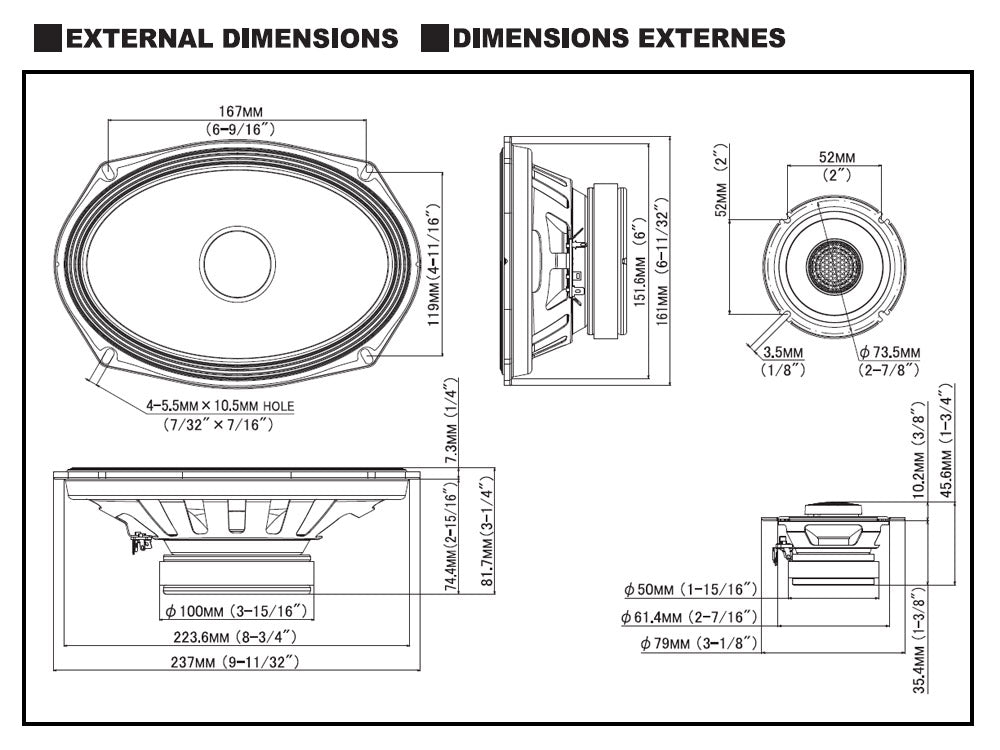 S-Series Haut-parleurs à 2 voies 16cm x 24cm (6" x 9")S2-S69C - Sound Auto Concept
