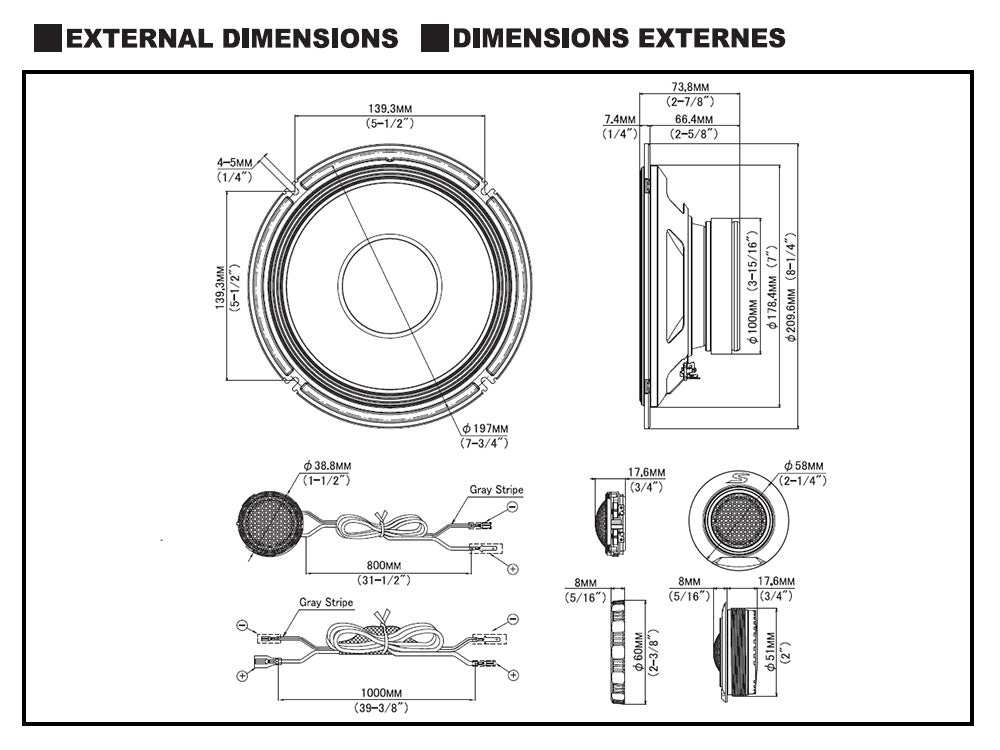 S-Series Système de haut-parleurs à 2 voies de 20 cm (8 pouces)  S2-S80C - Sound Auto Concept