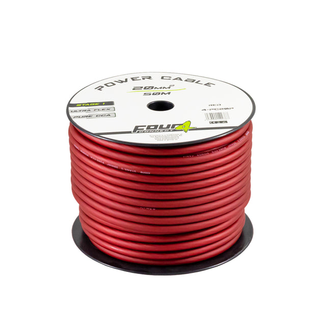 Bobine cable alimentation 20 mm² (CCA)  50mètres  rouge - Sound Auto Concept