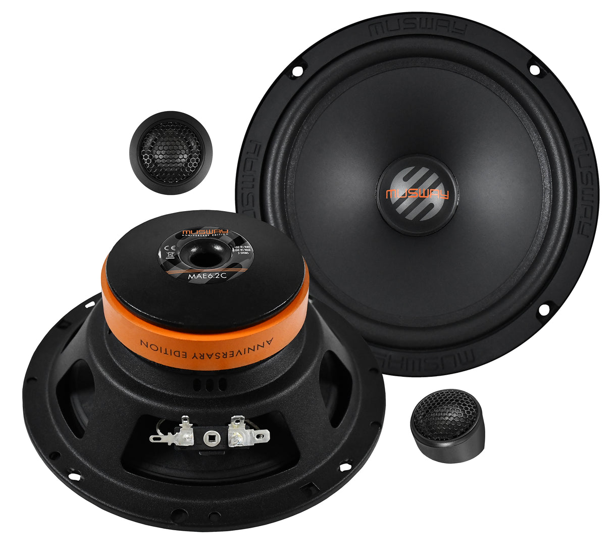 Musway MAE6.2C - Kit 2 Voies Séparé 6,5" 100W RMS 3 Ohms - Édition 10e Anniversaire
