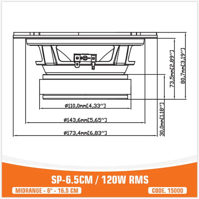 SP Audio SP-6,5 cm – Midrange 16,5 cm | 120 W RMS – Paire