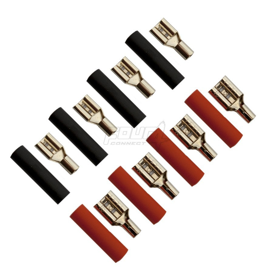 connecteurs Haut-parleurs Plats Plaqués Or 2,5 mm² – Lot de 8 avec Manchons Thermo