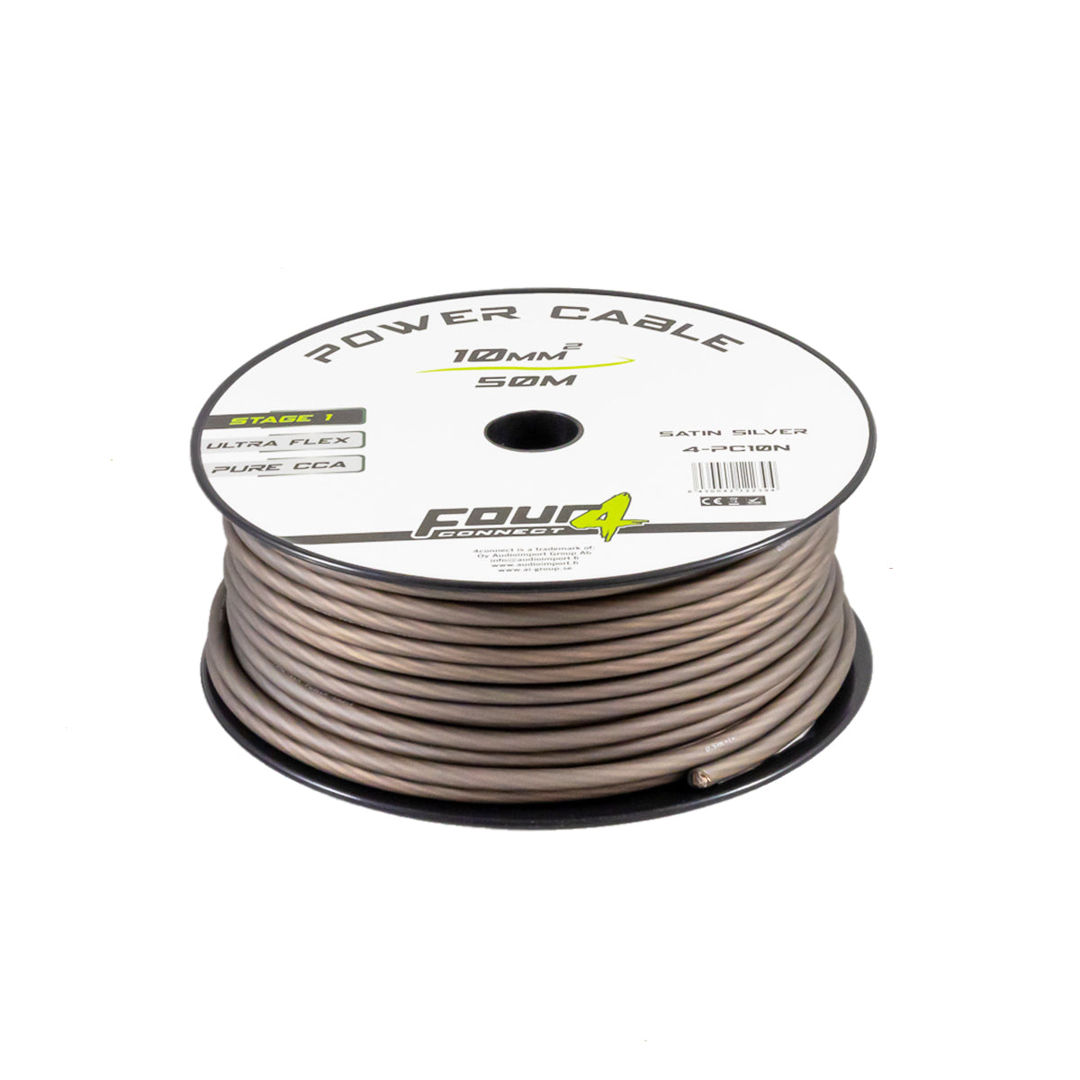 Bobine cable alimentation 10mm² (CCA)  50 mètres gris