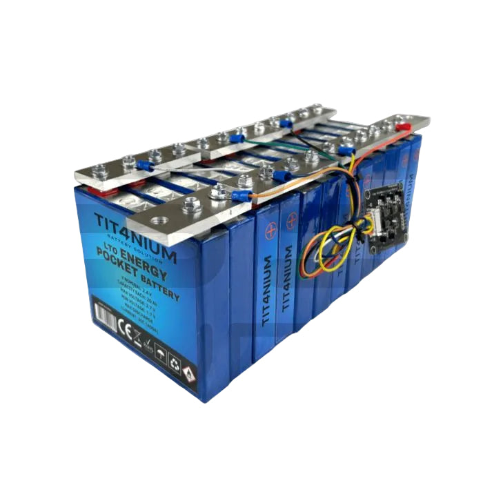 Batterie LTO prismatique 14,4V 40Ah 12 Cellules avec BMS et Bus Bar 27x12x11 cm