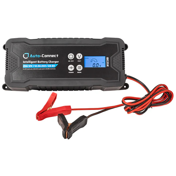 Chargeur De Batterie Intelligent 25A 12V/24V - Mainteneur LCD Pour Voiture, Moto, AGM Et Tondeuse