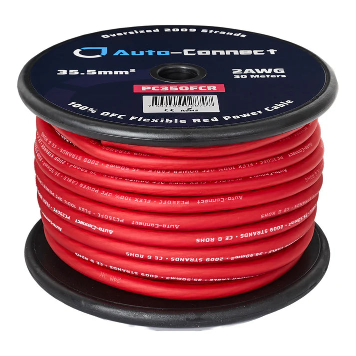 Bobine câble d'alimentation OFC pur 35,5 mm², rouge 30 mètres - Sound Auto Concept