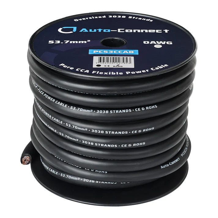 Bobine câbles  d'alimentation surdimensionné Pure CCA, 53,7 mm² / 0 AWG.