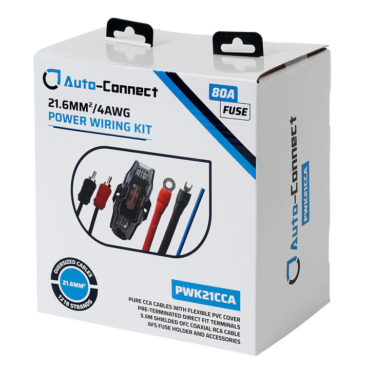 Kit de câblage Pure CCA 21,6 mm² (4 AWG) complet avec RCA - PWK21CCA