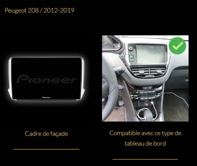 Pack autoradio Carplay Pionner 9" pour Peugeot 208 / 2012-2019