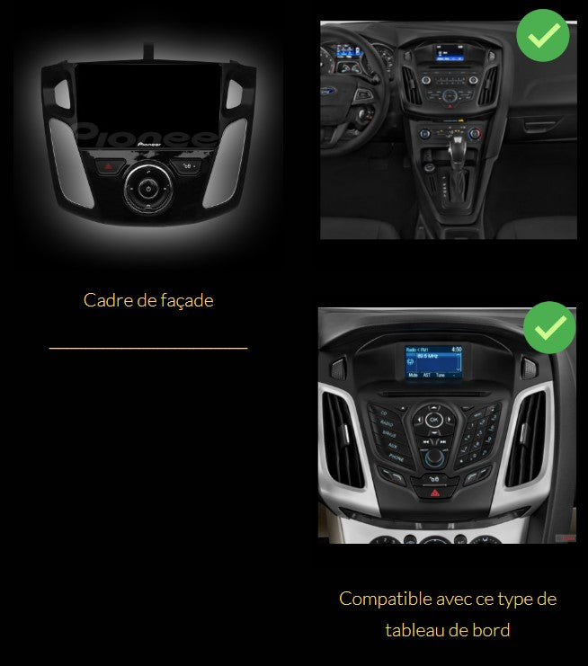 Pack autoradio Carplay Pionner 9" pour Ford FOCUS III / 2012 -2018