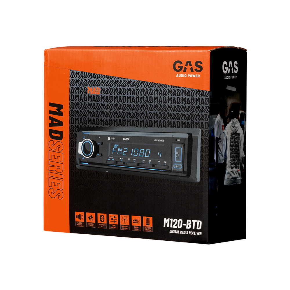 GAS Audio MAD M110-BTR – Autoradio 1-DIN Bluetooth, USB, AUX, RDS (4×50W)