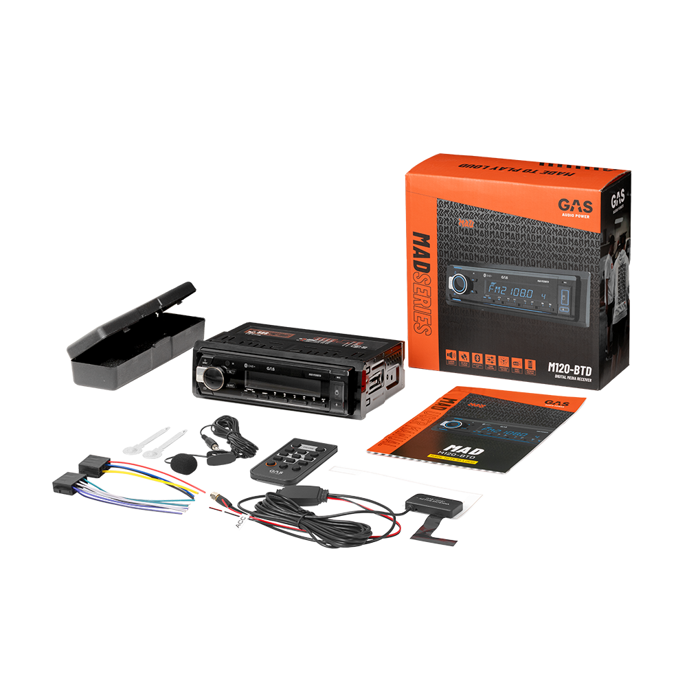 GAS Audio MAD M120-BTD – Autoradio 1-DIN Bluetooth & DAB+ USB / AUX, RCA