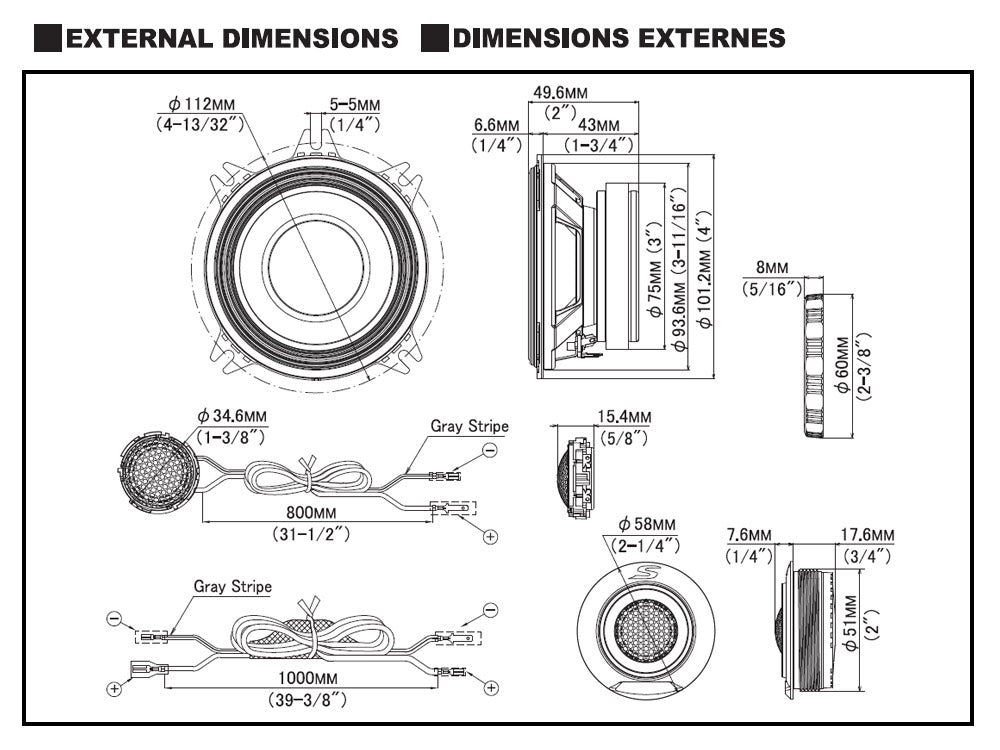 S-Series Haut-parleurs à 2 voies de 10 cm S2-S40C