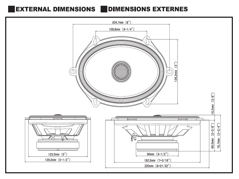 S-Series Système de haut-parleurs coaxiaux à 2 voies 15 cm x 20 cm (6 x 8 pouces) S2-S68