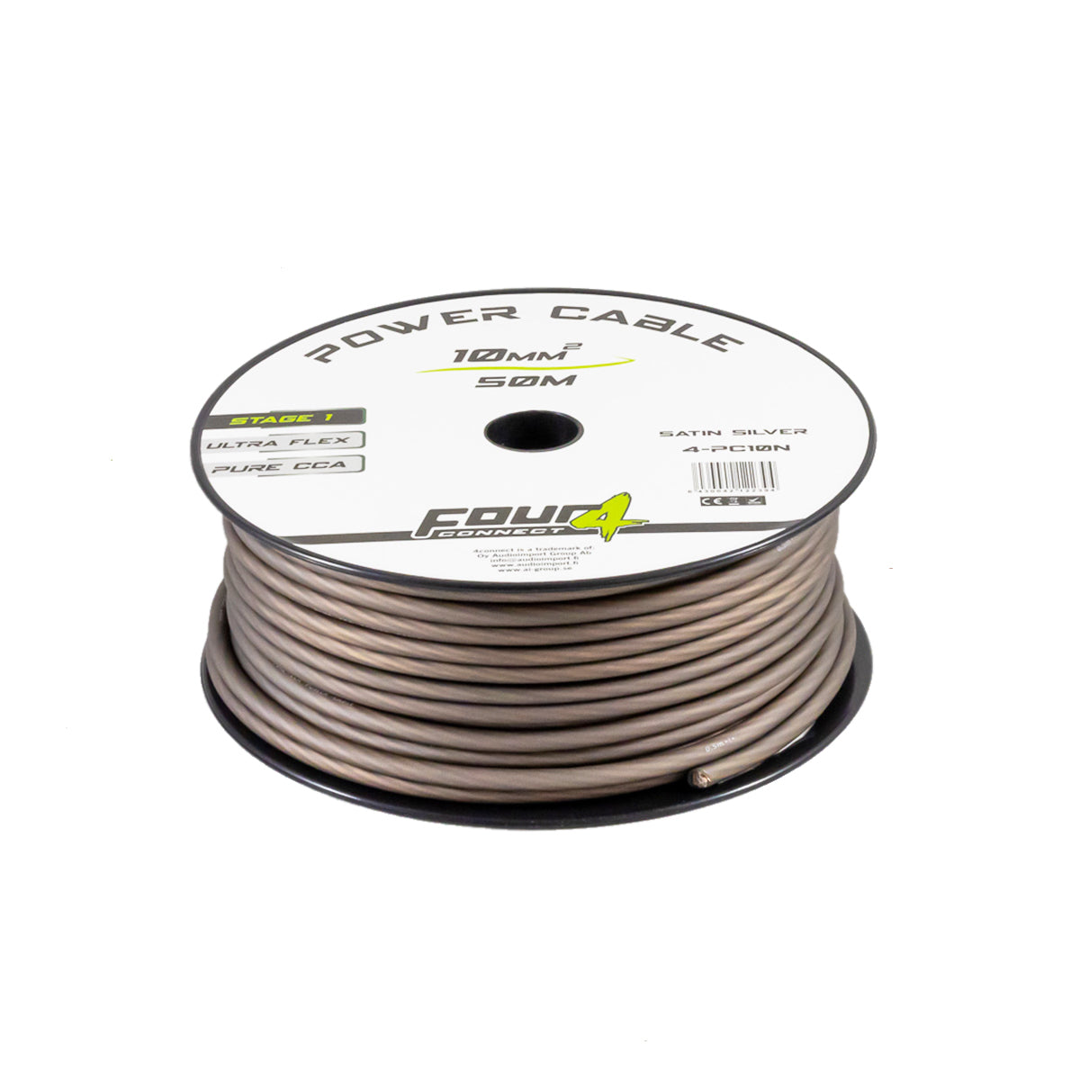 Bobine cable alimentation 10mm² (CCA)  50 mètres gris - Sound Auto Concept