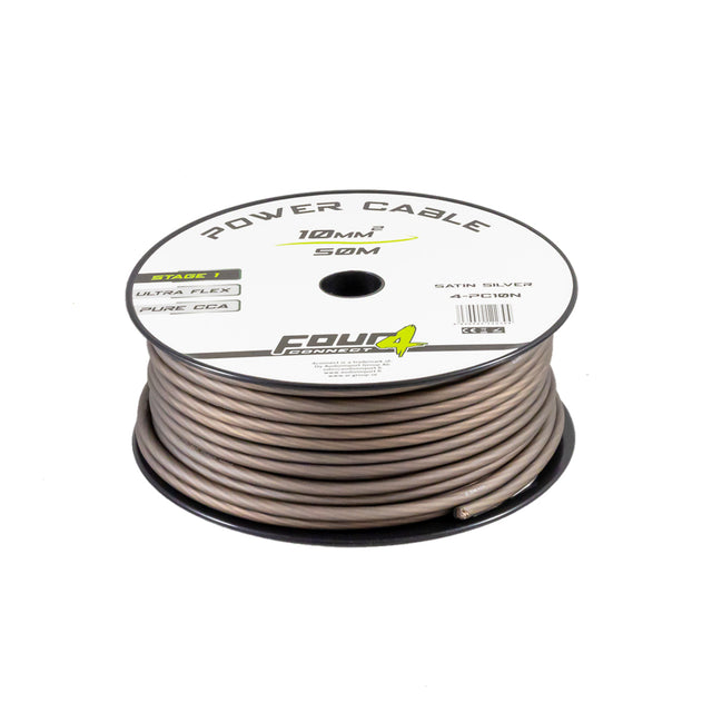 Bobine cable alimentation 10mm² (CCA)  50 mètres gris - Sound Auto Concept