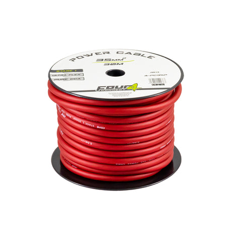 Bobine cable alimentation 35mm² (CCA)  30 mètres rouge - Sound Auto Concept