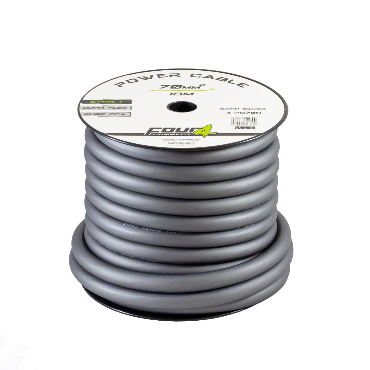 Bobine cable alimentation 70mm² (CCA)   18 mètres  gris - Sound Auto Concept