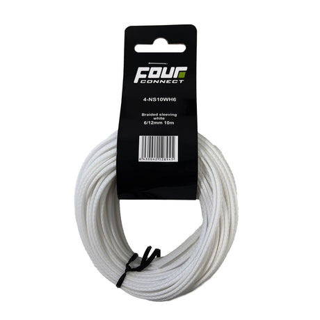 Gaine tressée nylon  blanche 6/12 mm 10 m - Sound Auto Concept