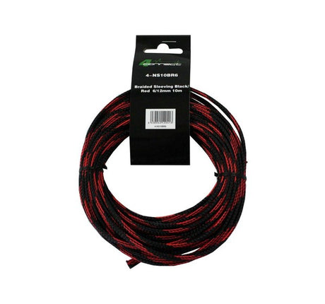 Gaine tressée  nylon  rouge-noir 6/12mm 10m - Sound Auto Concept