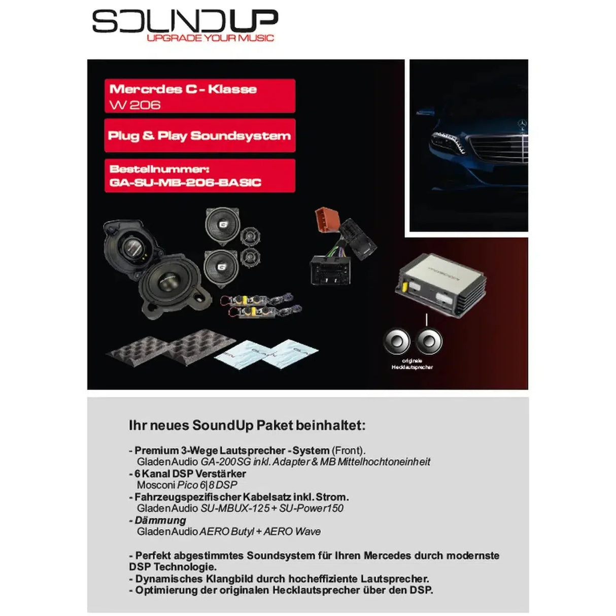 Kit complet Mercedes classe C w206 SoundUp GA-SU-MB -206 -BASIC