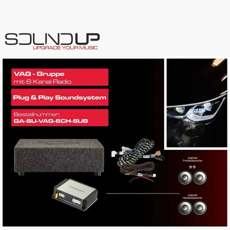 Pack Audio Plug and Play : Caisson + Amplificateur DSP pour VAG autoradio 6 canaux OEM