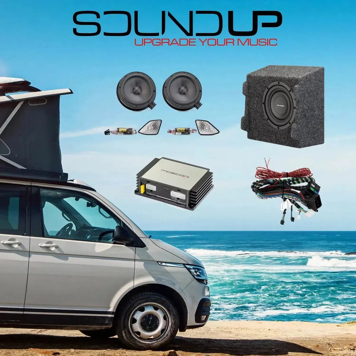 Pack Audio Plug and Play : Caisson + Amplificateur DSP 4 Canaux pour VW T6.1