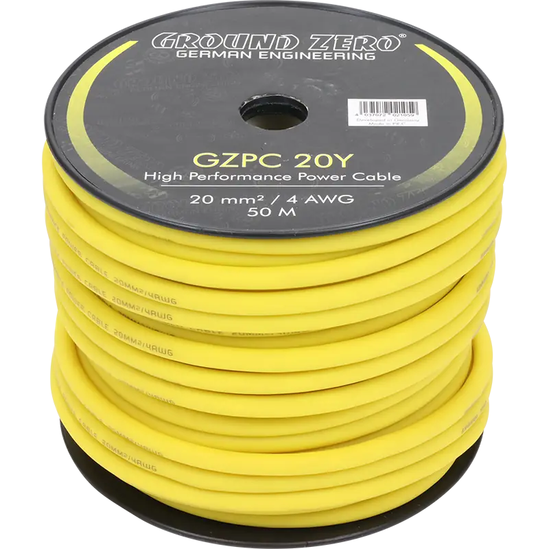 Cable alimentation 20mm² jaune Ground Zero - Sound Auto Concept