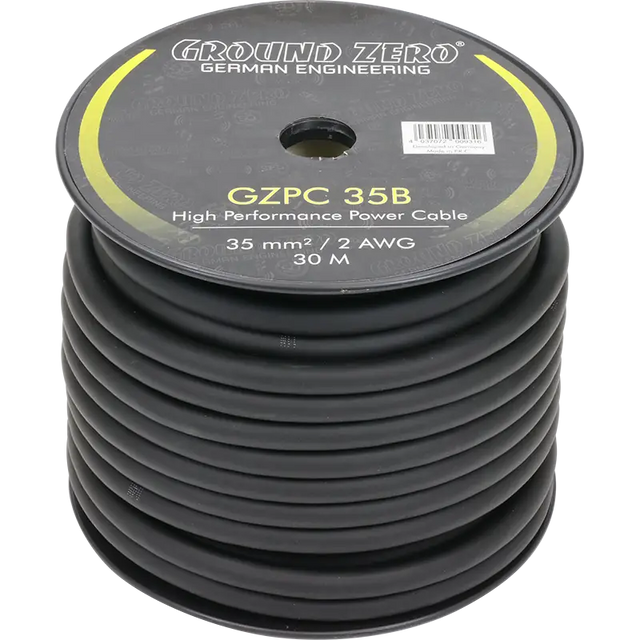 Cable alimentation 35 mm² noir Ground Zero - Sound Auto Concept