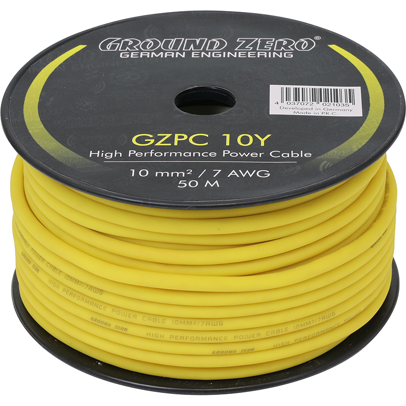 Cable alimentation 10 mm² Jaune Ground Zero - Sound Auto Concept