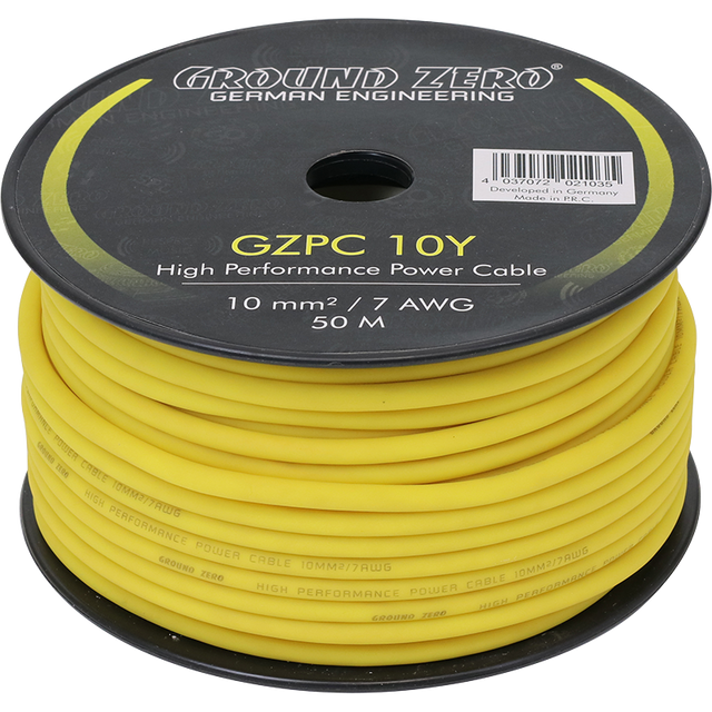 Cable alimentation 10 mm² Jaune Ground Zero - Sound Auto Concept