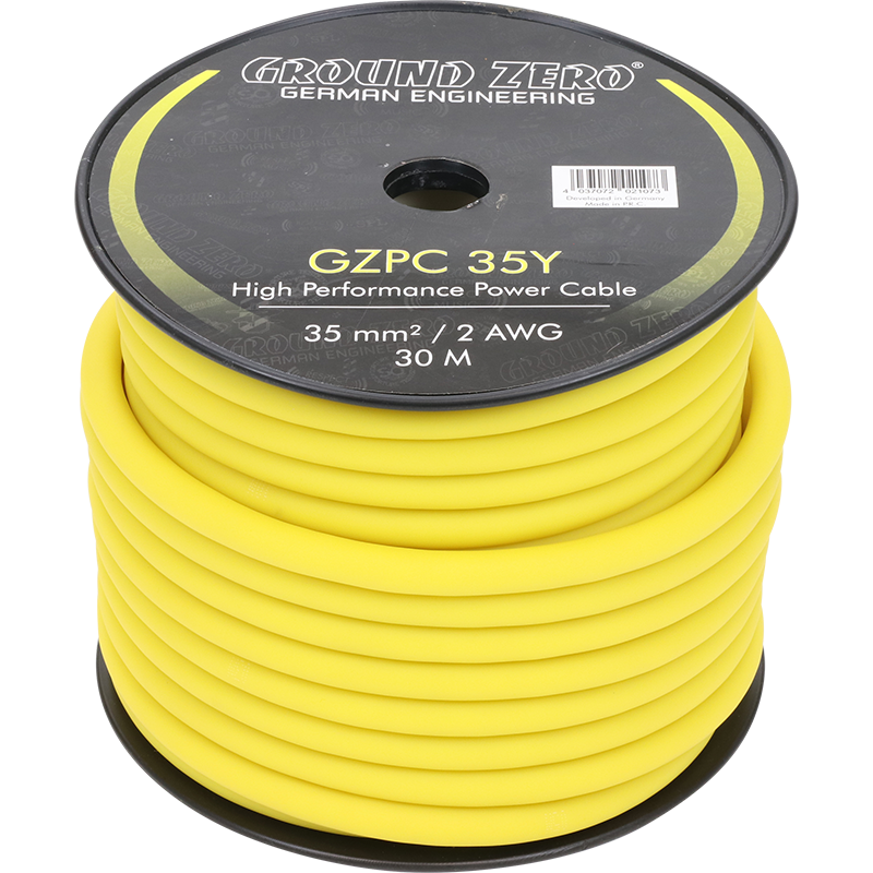 Cable alimentation 35 mm² jaune Ground Zero - Sound Auto Concept