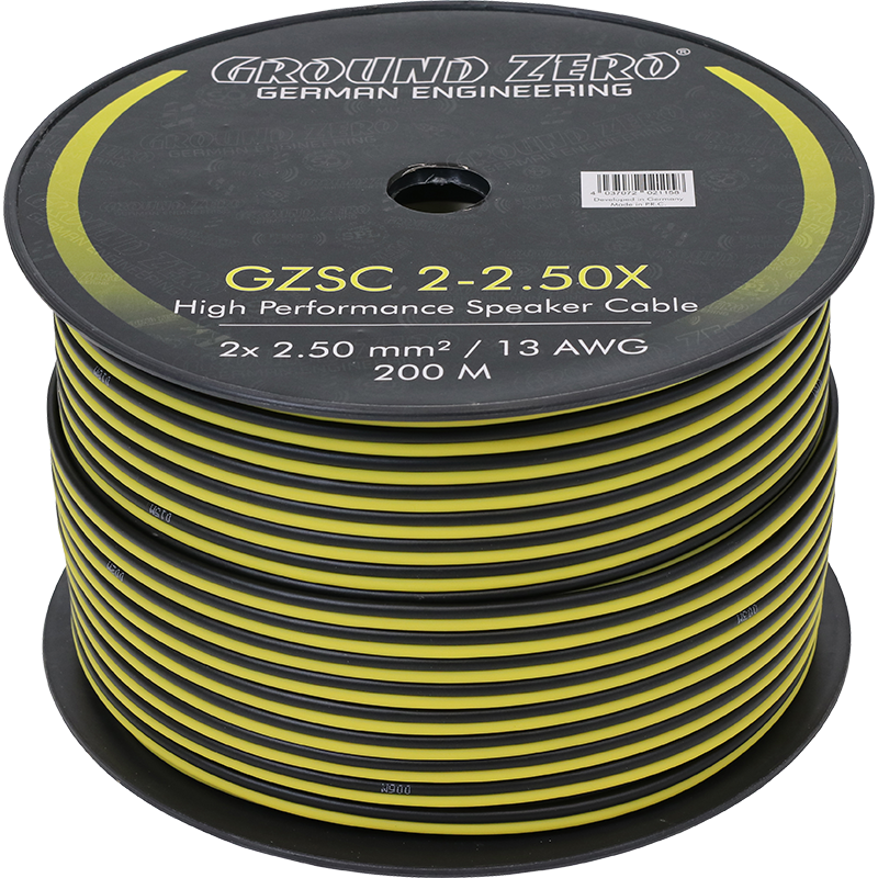 Bobine cable Haut-parleur 2x2.5mm² Ground Zero (CCA, 200 mètres) - Sound Auto Concept