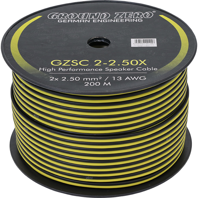 Bobine cable Haut-parleur 2x2.5mm² Ground Zero (CCA, 200 mètres) - Sound Auto Concept