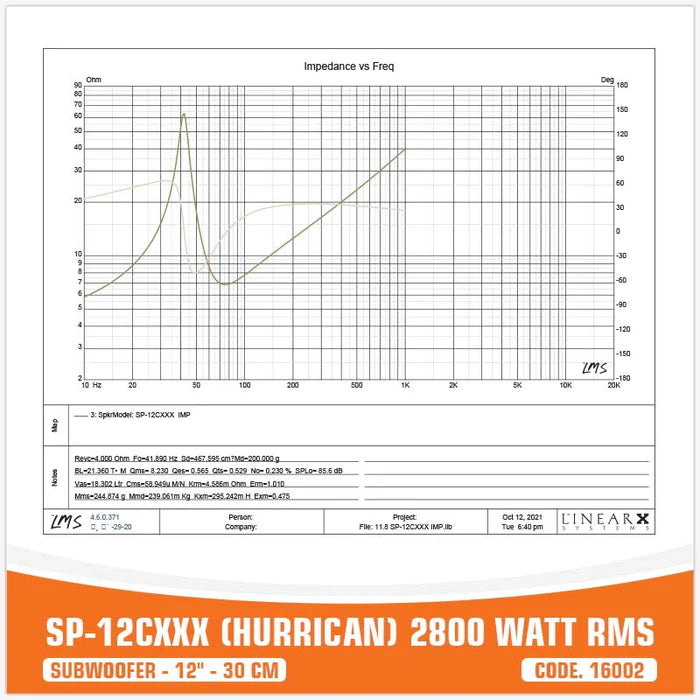 Subwoofer SP 12CXXX  2800 wrms - Sound Auto Concept