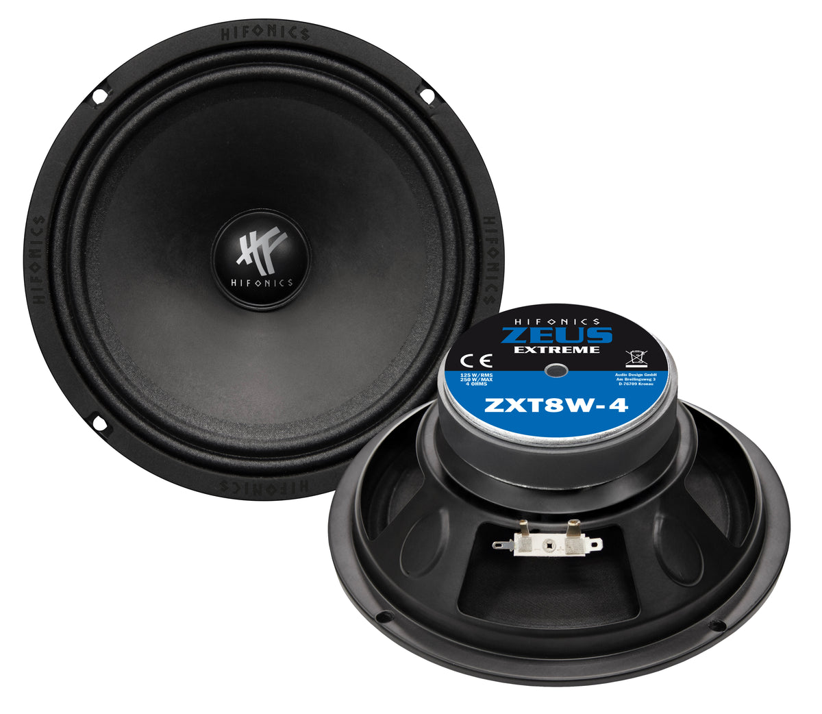 HIFONICS ZXT8W-4 – 20 cm Mitteltöner-Paar 125 WRMS 97 dB 4 Ohm